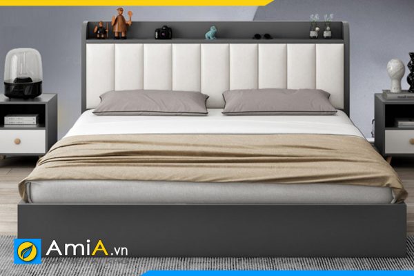 Hình ảnh Giường ngủ đệm da đẹp sang trọng làm từ gỗ công nghiệp AmiA GN217
