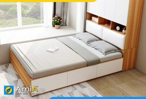 Hình ảnh Giường ngủ đơn đệm da kèm tủ quần áo gỗ CN AmiA GN189