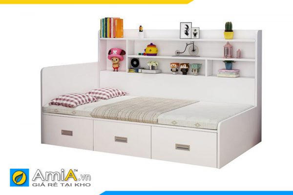 Hình ảnh Giường ngủ đơn gỗ công nghiệp đẹp có kệ trang trí AmiA GN168
