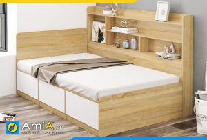 Hình ảnh Giường ngủ đơn gỗ công nghiệp kèm kệ trang trí AmiA GN161
