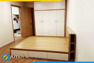 Hình ảnh Giường ngủ gỗ CN MDF có ngăn kéo và hộc kệ AmiA GN129