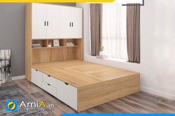 Hình ảnh Giường ngủ gỗ CN MDF đa năng kèm kệ tủ đẹp AmiA GN178