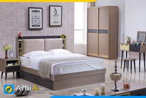 Hình ảnh Giường ngủ gỗ công nghiệp đệm da đầu giường AmiA GN186