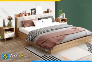 Hình ảnh Giường ngủ gỗ công nghiệp đệm nỉ có kệ đầu giường AmiA GN215