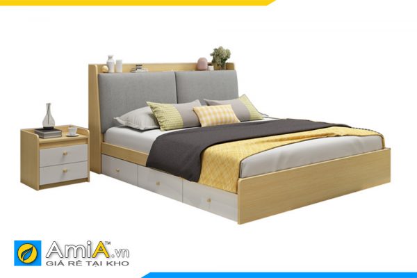 Hình ảnh Giường ngủ gỗ công nghiệp đẹp kèm táp đầu giường AmiA GN208