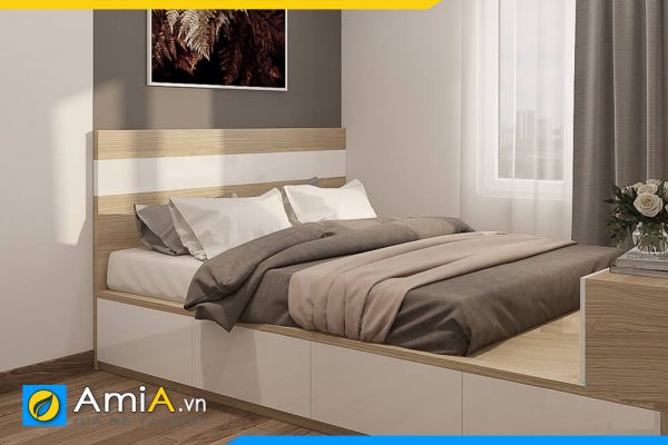 Hình ảnh Giường ngủ gỗ công nghiệp đơn giản màu sáng AmiA GN127