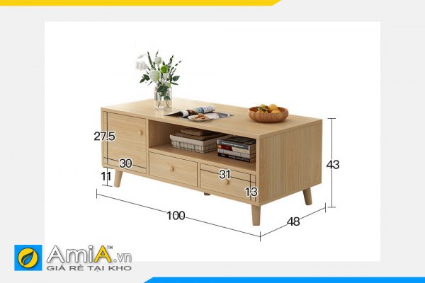 Hình ảnh Mẫu bàn trà gỗ công nghiệp đẹp hiện đại chân đế cao AmiA BAN 113