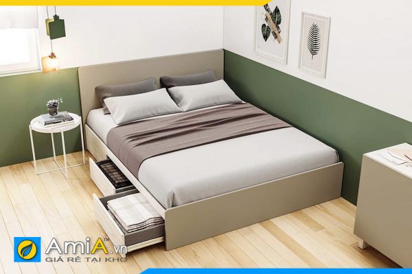 Hình ảnh Mẫu giường gỗ CN kiểu dáng đơn giản thanh mảnh AmiA GN190