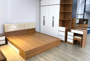 Hình ảnh Mẫu giường gỗ CN MDF bọc da đẹp hiện đại AmiA GN134