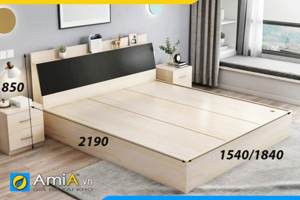Hình ảnh Mẫu giường gỗ công nghiệp đẹp hiện đại màu sáng AmiA GN118