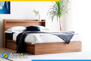 Hình ảnh Mẫu giường gỗ công nghiệp kệ trang trí tủ kéo đẩy AmiA GN180