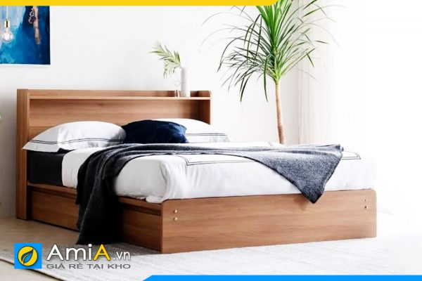 Hình ảnh Mẫu giường gỗ công nghiệp kệ trang trí tủ kéo đẩy AmiA GN180