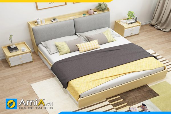 Hình ảnh Mẫu giường gỗ công nghiệp MDF bọc nỉ đẹp hiện đại AmiA GN208