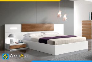 Hình ảnh Mẫu giường gỗ công nghiệp MDF màu trắng đẹp AmiA GN122