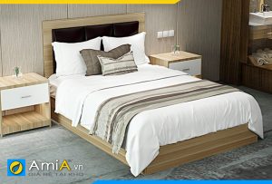 Hình ảnh Mẫu giường gỗ MDF bọc da sang trọng hiện đại AmiA GN225