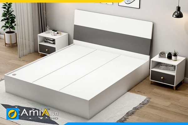 Hình ảnh Mẫu giường ngủ đơn giản làm từ chất liệu gỗ công nghiệp AmiA GN219