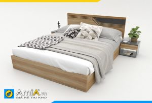 Hình ảnh Mẫu giường ngủ gỗ CN MDF đầu giường cách điệu AmiA GN182