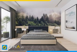 Hình ảnh Mẫu giường ngủ gỗ công nghiệp bọc nỉ đẹp hiện đại AmiA GN146