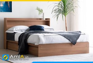 Hình ảnh Mẫu giường ngủ gỗ công nghiệp có kệ trang trí AmiA GN140