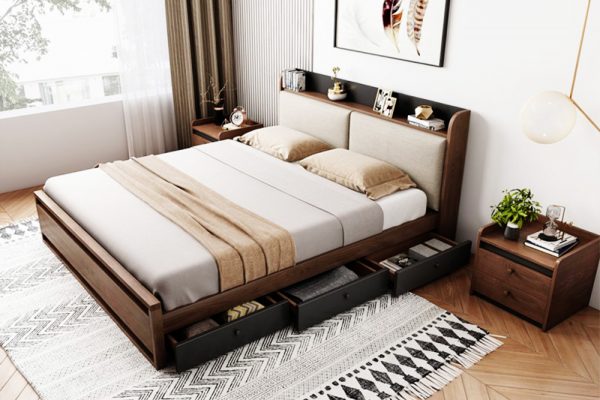Hình ảnh Mẫu giường ngủ gỗ công nghiệp đẹp hiện đại và sang trọng AmiA GN139