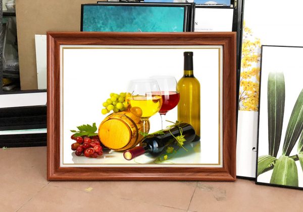 Hình ảnh Tranh chủ đề rượu vang chùm nho trang trí phòng ăn nhà bếp AmiA PA113