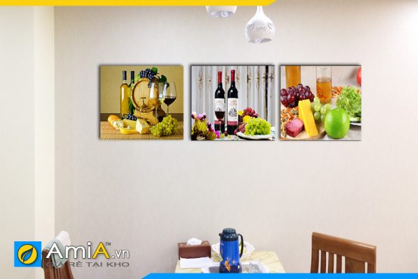 Hình ảnh Tranh trang trí bàn ăn chủ đề rượu vang chùm nho AmiA PA101