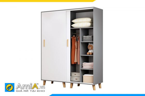 tủ quần áo gỗ MDF 2 cánh hiện đại