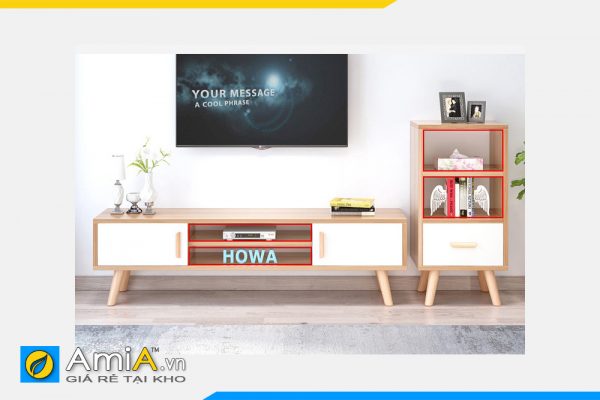 Hình ảnh Tủ tivi gỗ CN MDF chân đế cao 2 ngăn kéo đối xứng AmiA TUTV 114