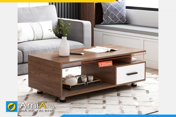 Hình ảnh Bàn trà sofa gỗ cho phòng khách có ngăn kéo đẩy AmiA BAN 128