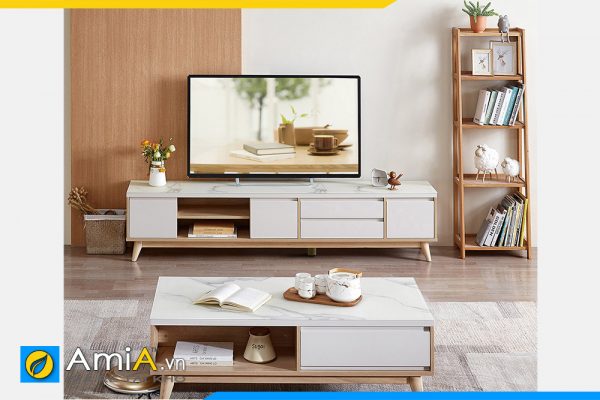 Hình ảnh Bộ bàn trà kệ tivi đẹp hiện đại cho phòng khách AmiA COMBOBT 122