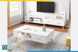 Hình ảnh Bộ bàn trà kệ tivi gỗ CN phòng khách AmiA COMBOBT 123