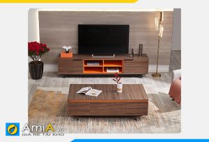 Hình ảnh Bộ bàn trà kệ tivi gỗ phòng khách đẹp AmiA COMBOBT 134