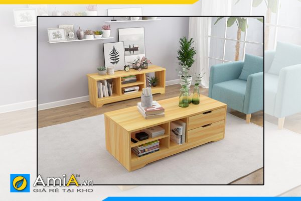 Hình ảnh Bộ bàn trà sofa và kệ tivi đẹp hiện đại kiểu dáng đơn giản AmiA COMBOBT 154