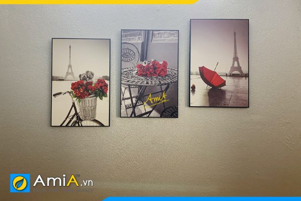 Hình ảnh Bộ tranh canvas 3 tấm cho phòng khách đẹp hiện đại AmiA TPK1684