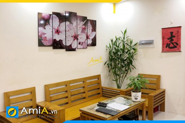 Hình ảnh Bộ tranh hoa treo phòng khách ghép 5 tấm đẹp hiện đại AmiA TPK332