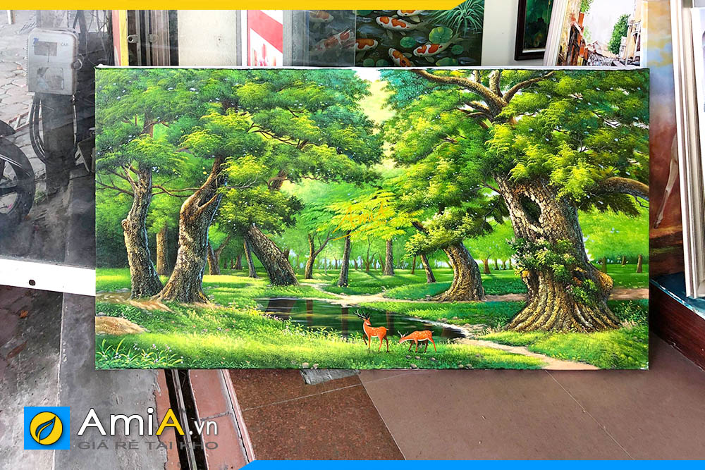 Hình ảnh Bức tranh sơn dầu phong cảnh rừng cây chưa lên khung AmiA TSD 626