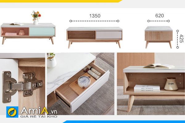 Hình ảnh Các đặc điểm chi tiết mẫu bàn trà phòng khách bằng gỗ AmiA BAN 122