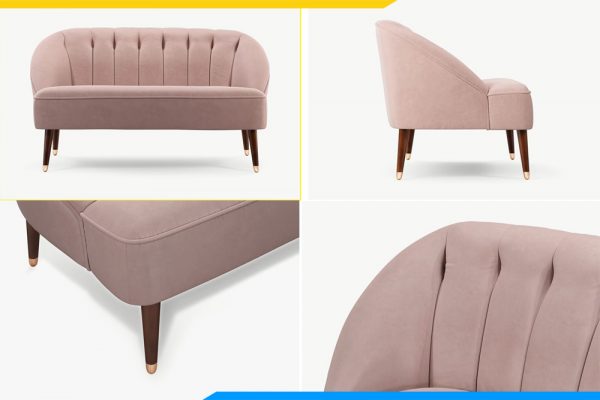 các góc khác nhau của mẫu sofa văng màu hồng