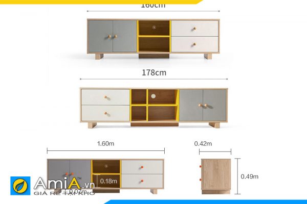 Hình ảnh Các kích thước cơ bản của mẫu kệ tivi phòng khách AmiA TUTV 130