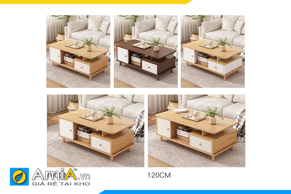 Hình ảnh Các kích thước cơ bản mẫu bàn trà gỗ ép chân cao AmiA BAN 106