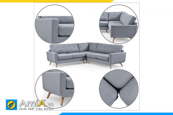 chi tiết hình ảnh của mẫu sofa góc nỉ amia pk0031