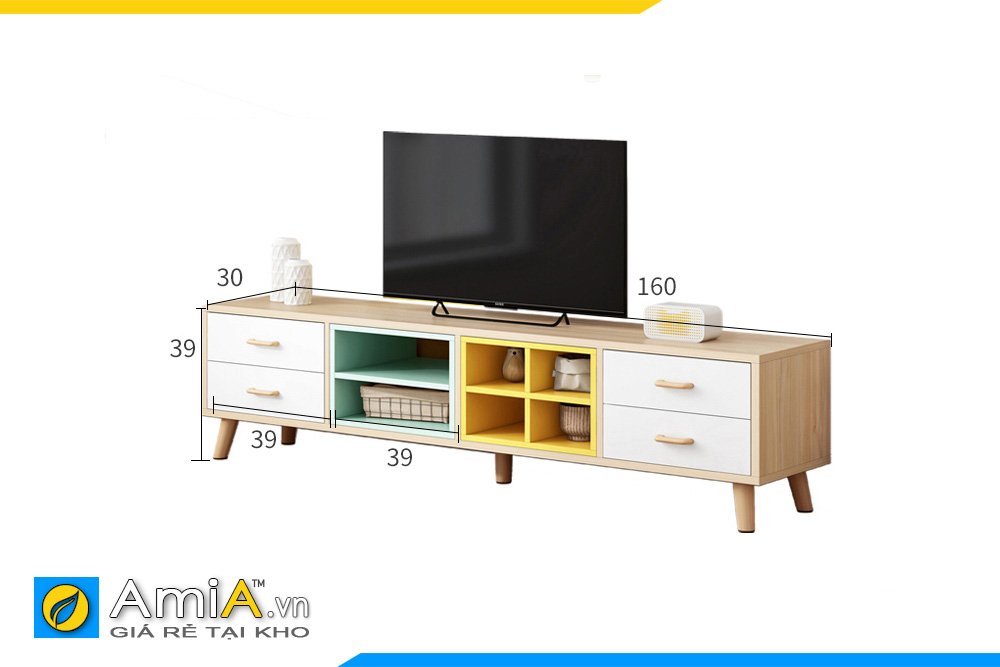 Hình ảnh Chi tiết mẫu tủ kệ tivi gỗ phòng khách đẹp AmiA TUTV 140