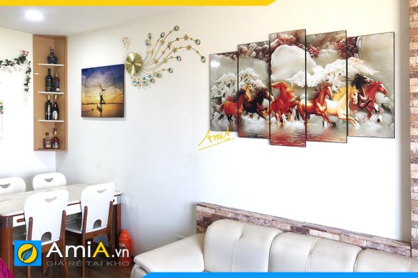 Hình ảnh Combo tranh treo tường phòng khách liền phòng ăn đẹp AmiA NGUA 1435
