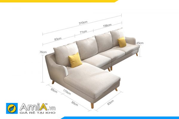 ghế sofa góc chung cư kích thước lớn amia pk0021