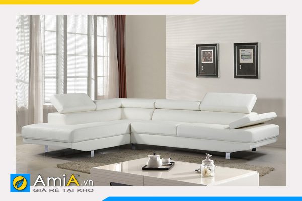 hình ảnh chi tiết mẫu ghế sofa góc da màu trắng