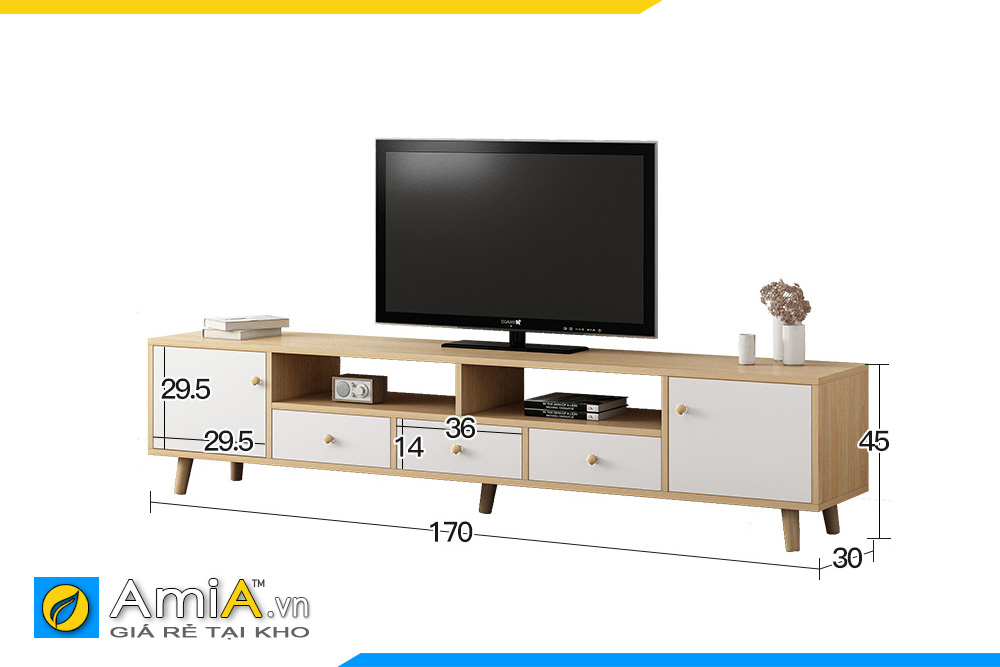 Hình ảnh Kệ tivi đẹp hiện đại gỗ công nghiệp thiết kế chân đế dáng cao AmiA TUTV 118