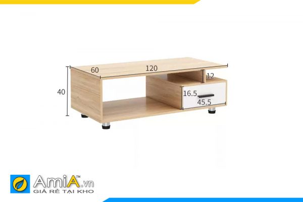 Hình ảnh Kích thước bàn trà gỗ công nghiệp cho phòng khách đẹp AmiA BAN 128