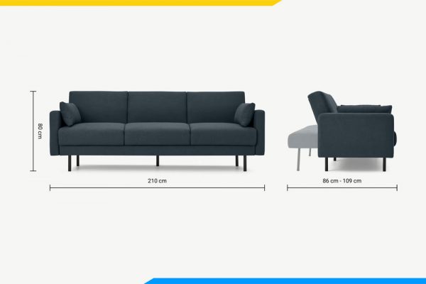 kích thước cơ bản mẫu sofa văng 3 chỗ ngồi