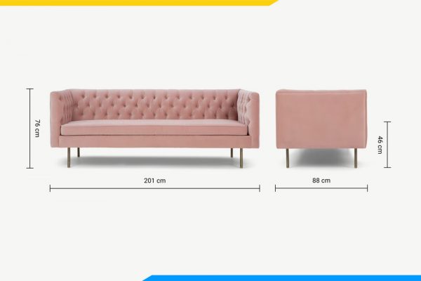 kích thước cơ bản mẫu sofa văng dài cổ điển
