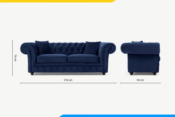 kích thước cơ bản sofa văng tân cổ điển 2 chỗ